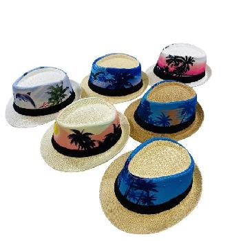 Printed Tropical Palm Tree Fedora Hat